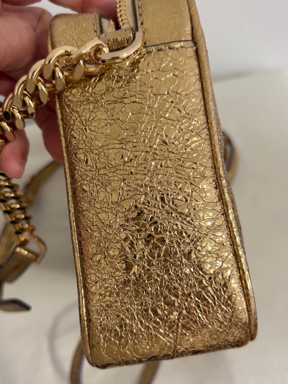 Michael Kors Metallic Gold Quilted Crossbody with Tassel - Picture 3 of 6